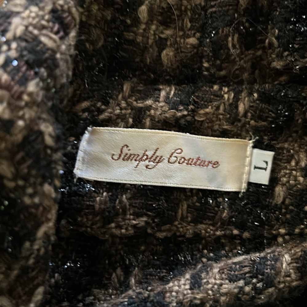 Brown and Black Blazer w Faux Leather Trim - Picture 8 of 15